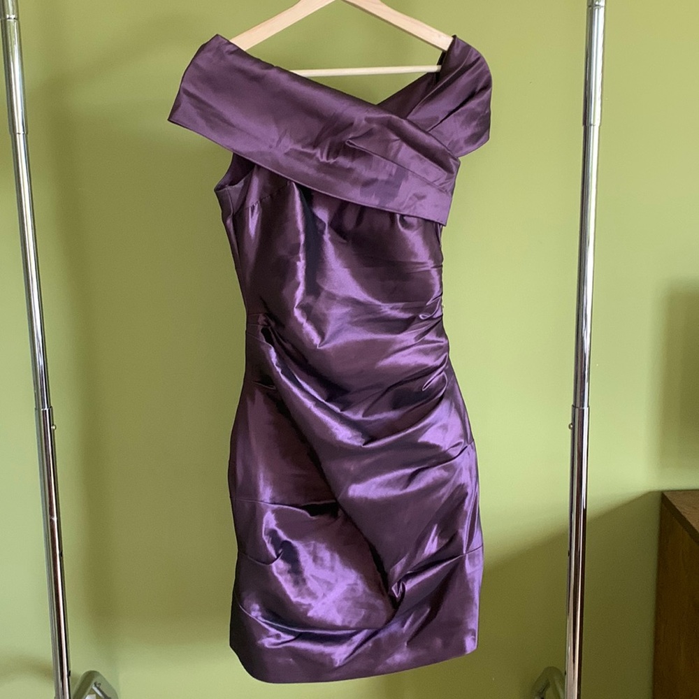 Ricki Freeman for Teri Jon stunning purple cocktail dress.